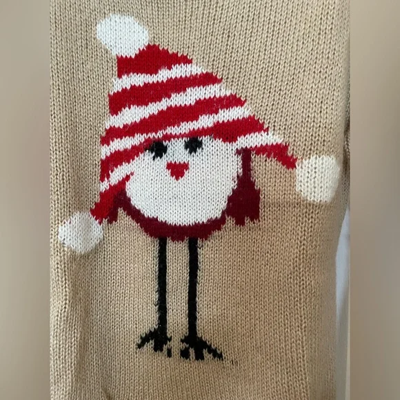 Olt long sleeve crew neck sweater size Large in camel with cute bird 🎉Host Pick🎉 - Picture 2 of 7